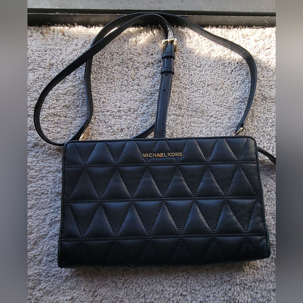 Michael Kors Black Quilted Crossbody Bag